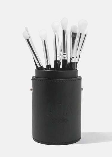 Black All About Eyes 10 Piece Makeup Brush Set + Makeup Brush Case